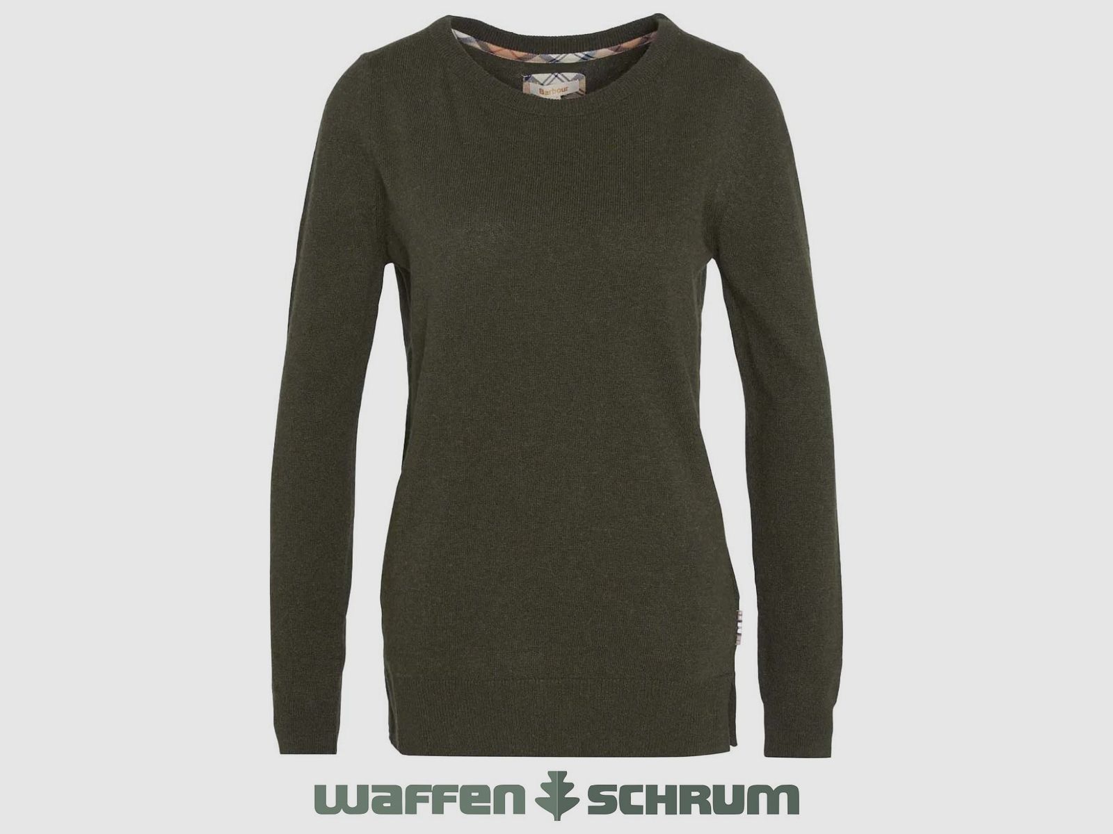 Barbour Pullover Pendle Crew Jumper Olive/ Hessian Tartan
