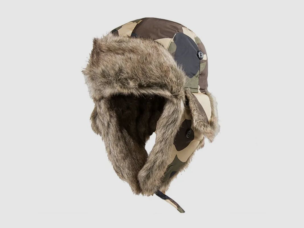 Chapka camouflage polyester avec fausse fourrure, image 1 sur 6