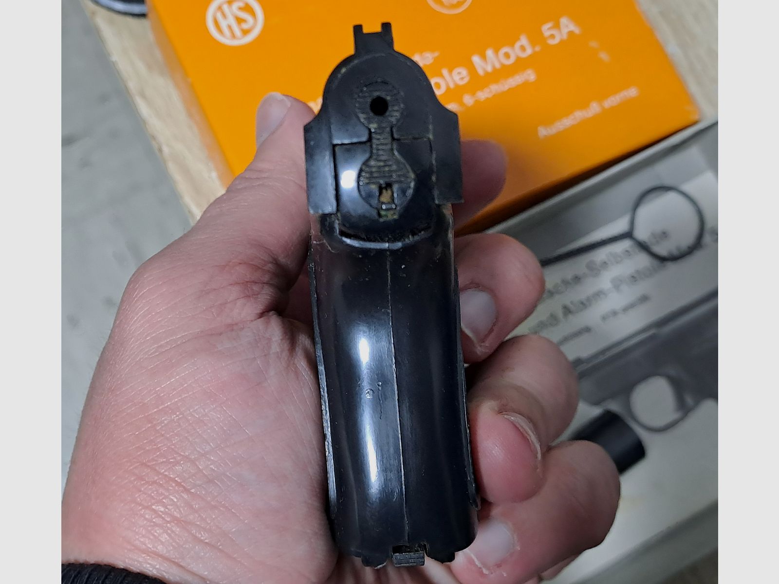 HS Mod.5 im Kal. 8 mm Knall/ PTB 100/2 mit Verpackung!