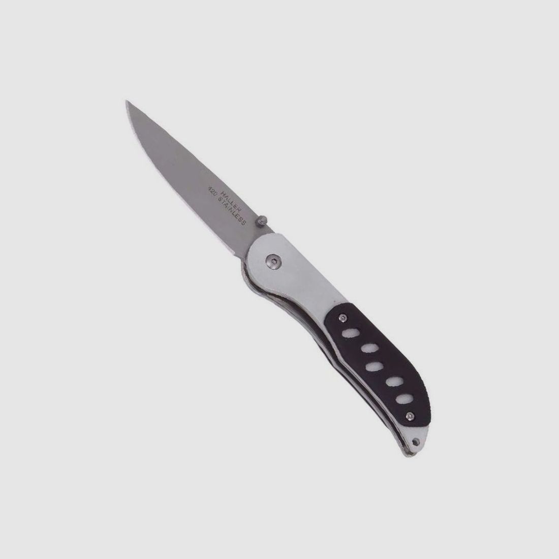 Pocket knife silver matte 420 stainless steel with clip