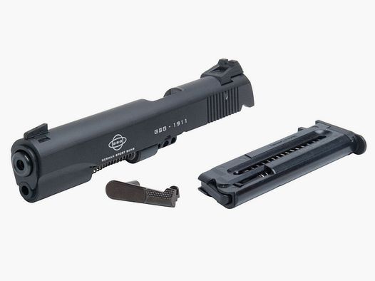 Zestaw konwersyjny GSG "GSG-1911" na kaliber .22 z stałym standardowym celownikiem i magazynkiem. Pasuje do wszystkich modeli serii 1911 70/80 z 5-calową lufą.