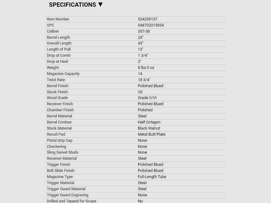 Winchester 1873 Deluxe Sporting 1/2 OCT CH 24