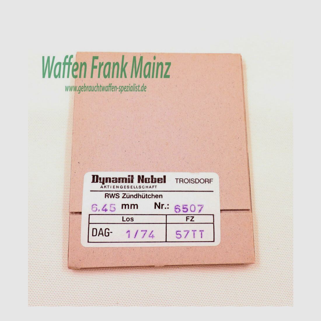 RWS (Dynamit AG) Nuremberg 6,45 mm allumage Berdan