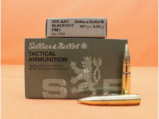 S&B/ Sellier & Bellot Patrone .300AAC Blackout S&B/ Sellier&Bellot 147grs FMJ (2908/2) VE 20 Patronen/ 9,55g Vollmantel