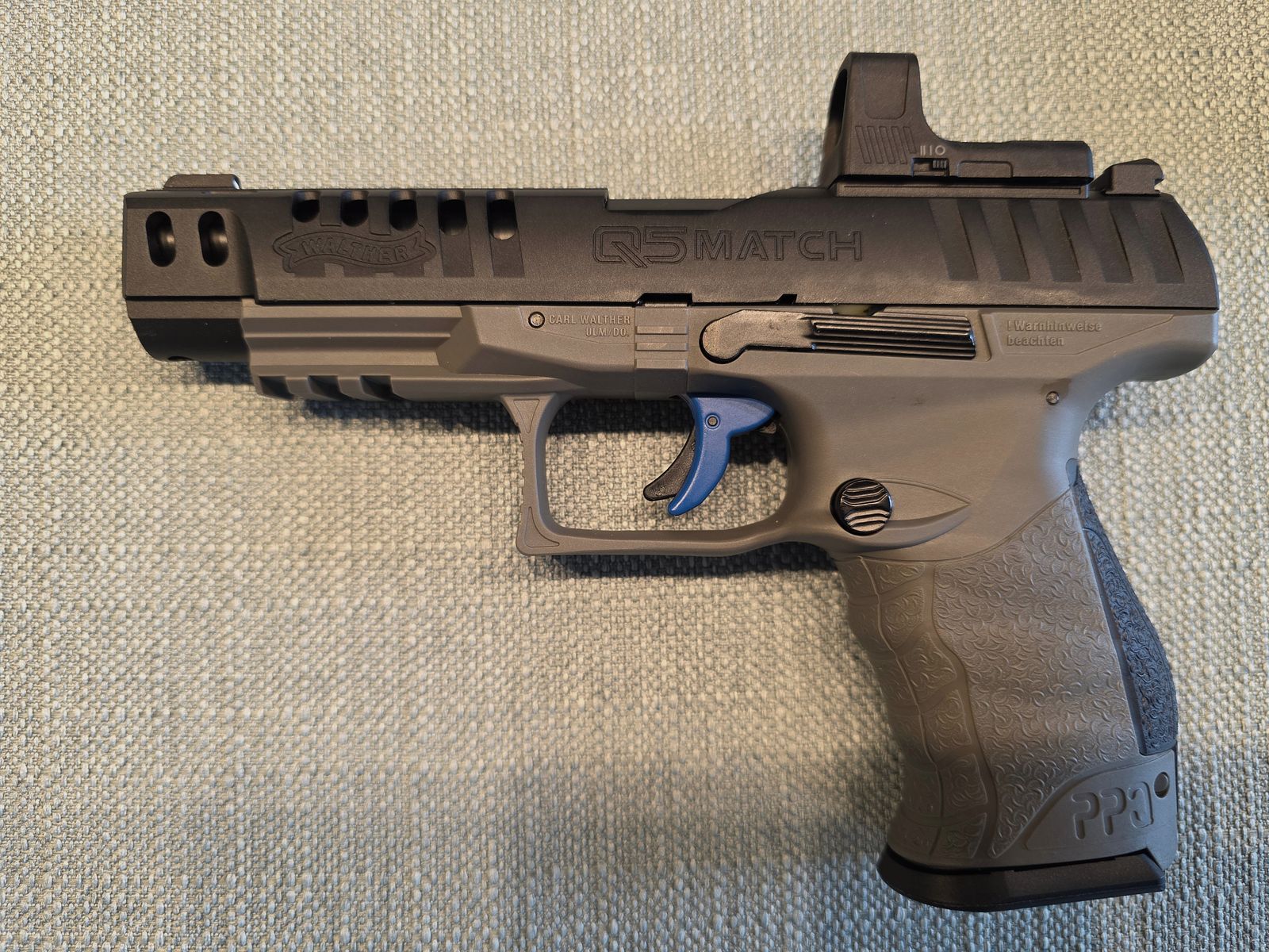 Walther Q5 Match 5" Combo Set Tungsten Gray - Pistola Blowback Co2 4,5 mm Diabolo con accesorios, imagen 5 de 9