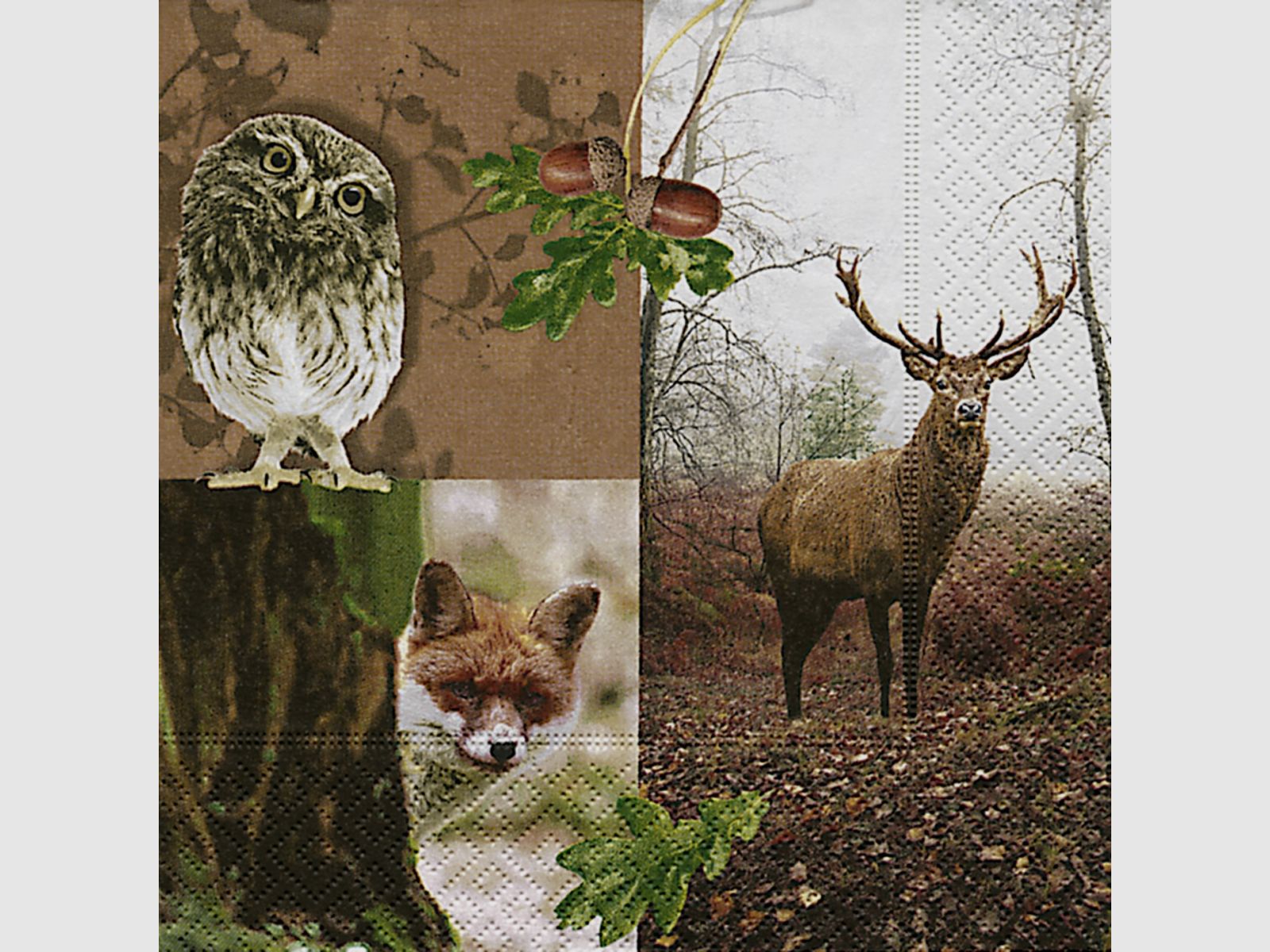 Hunting scene napkins 20 pcs. brown