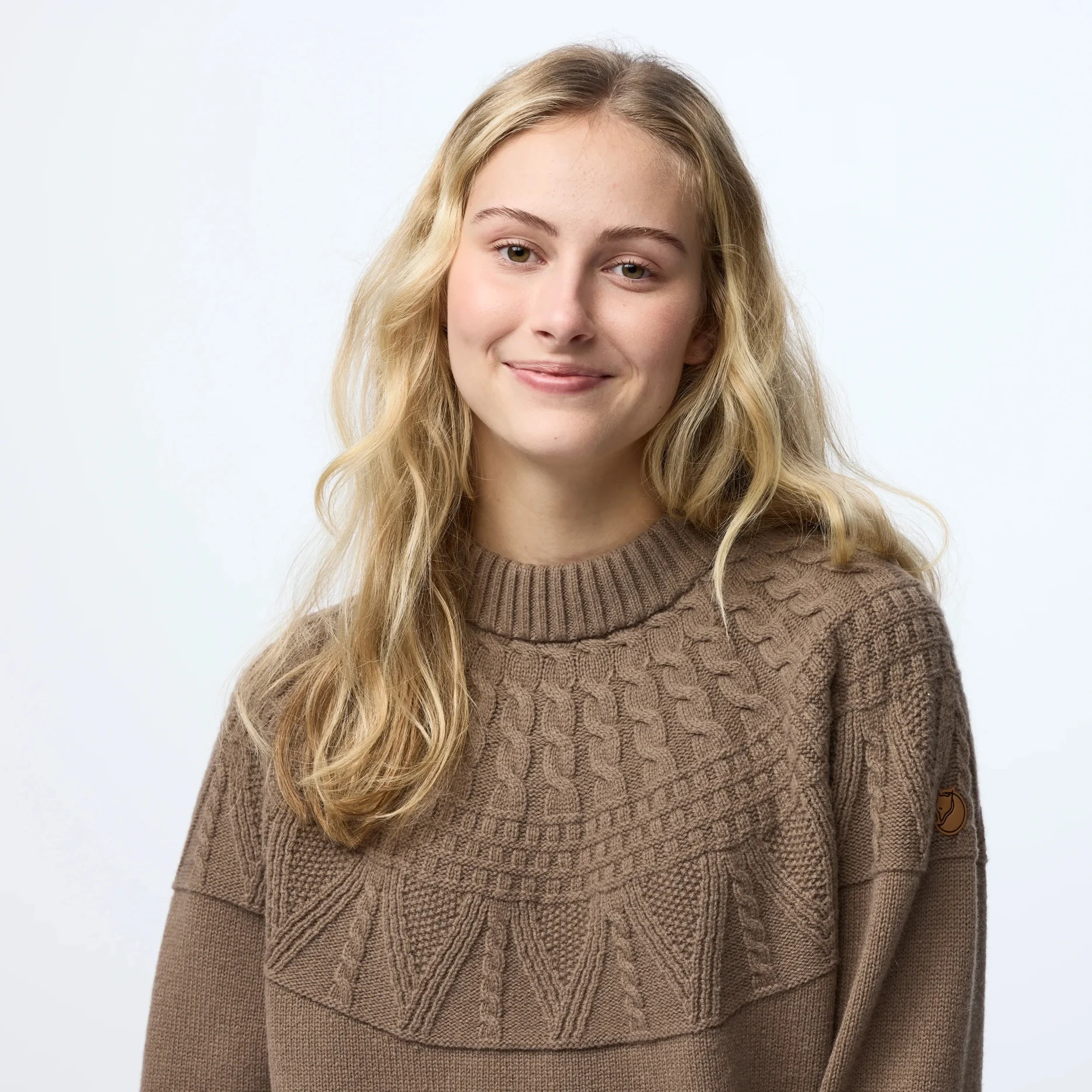 Jersey de mujer Fjallraven Övik Solid Jacquard Knit 14600300 - Light Beige (191), imagen 4 de 5