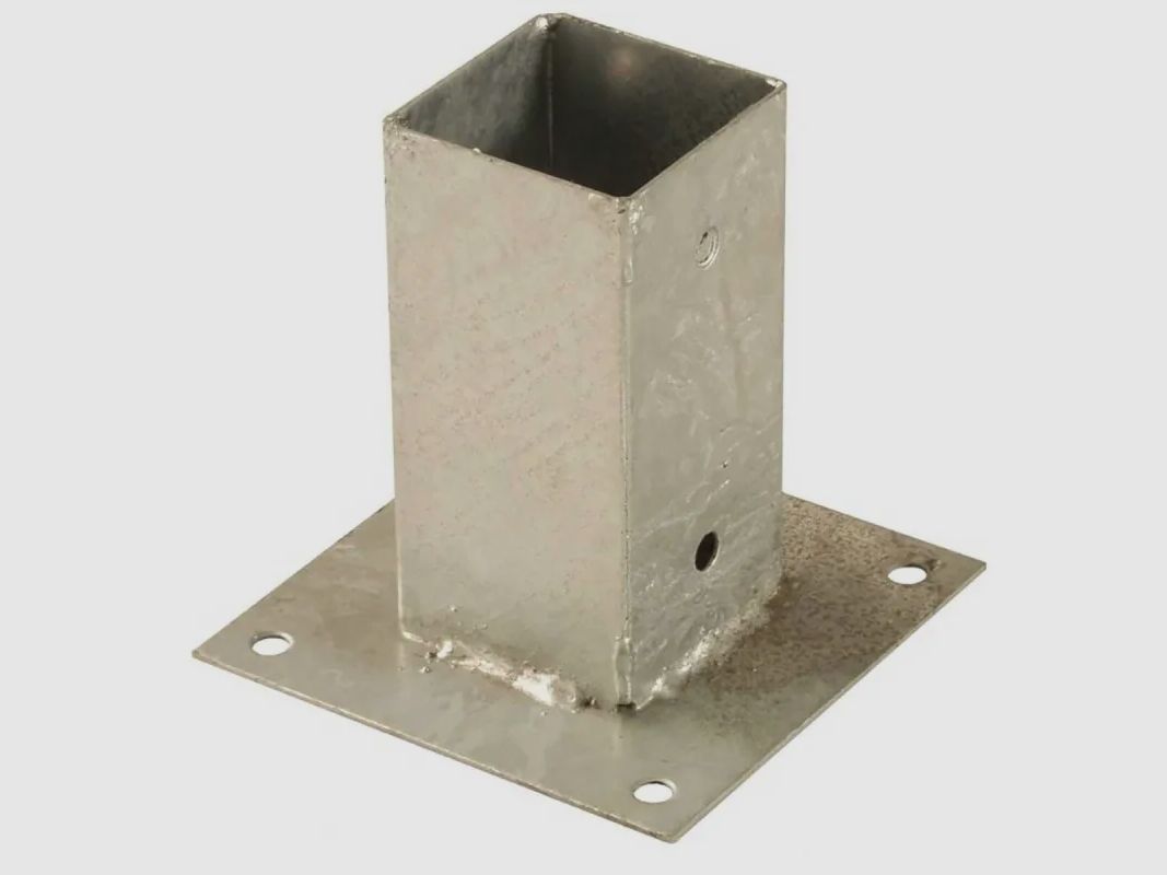 Flacher Pfostenhalter aus verzinktem Stahl 7,1x7,1cm - Schraubbefestigung, Bild 2 von 5