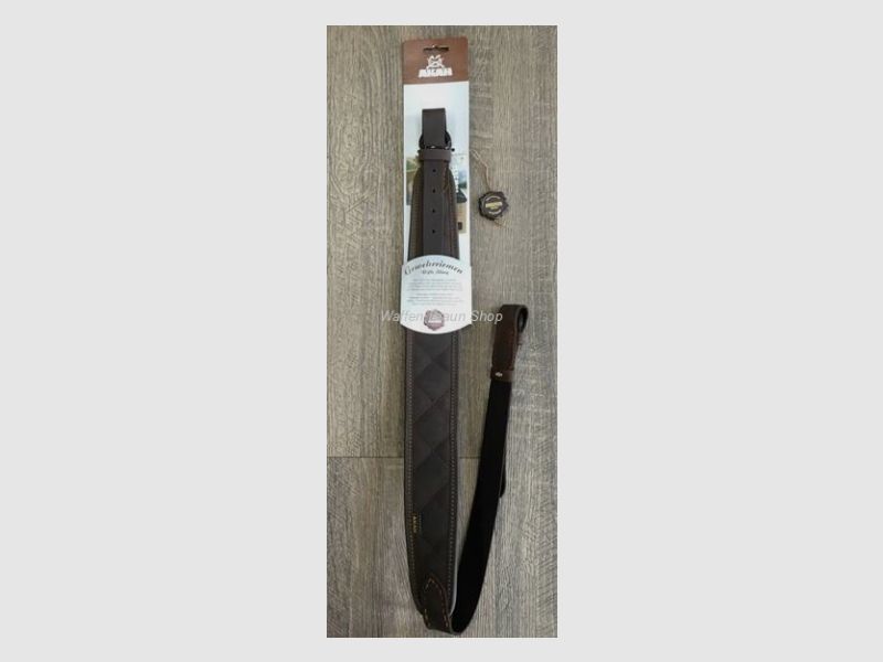 AKAH Gewehrriemen Pullup Leder, mit Polsterung, gesteppt. Braun. L100cm, B 6cm.