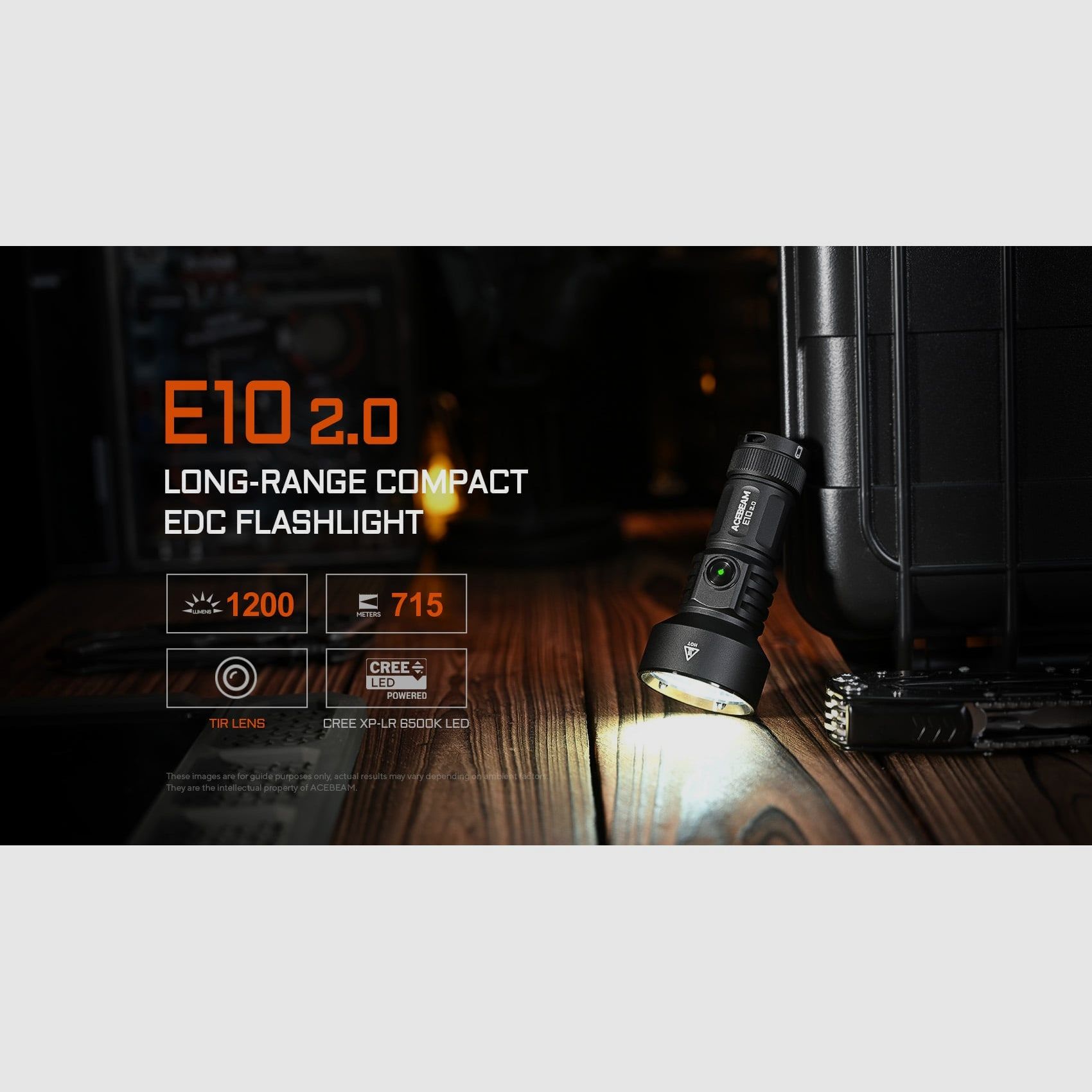 LED flashlight E10 2.0, 1,200 lumens (including battery), image 4 of 7