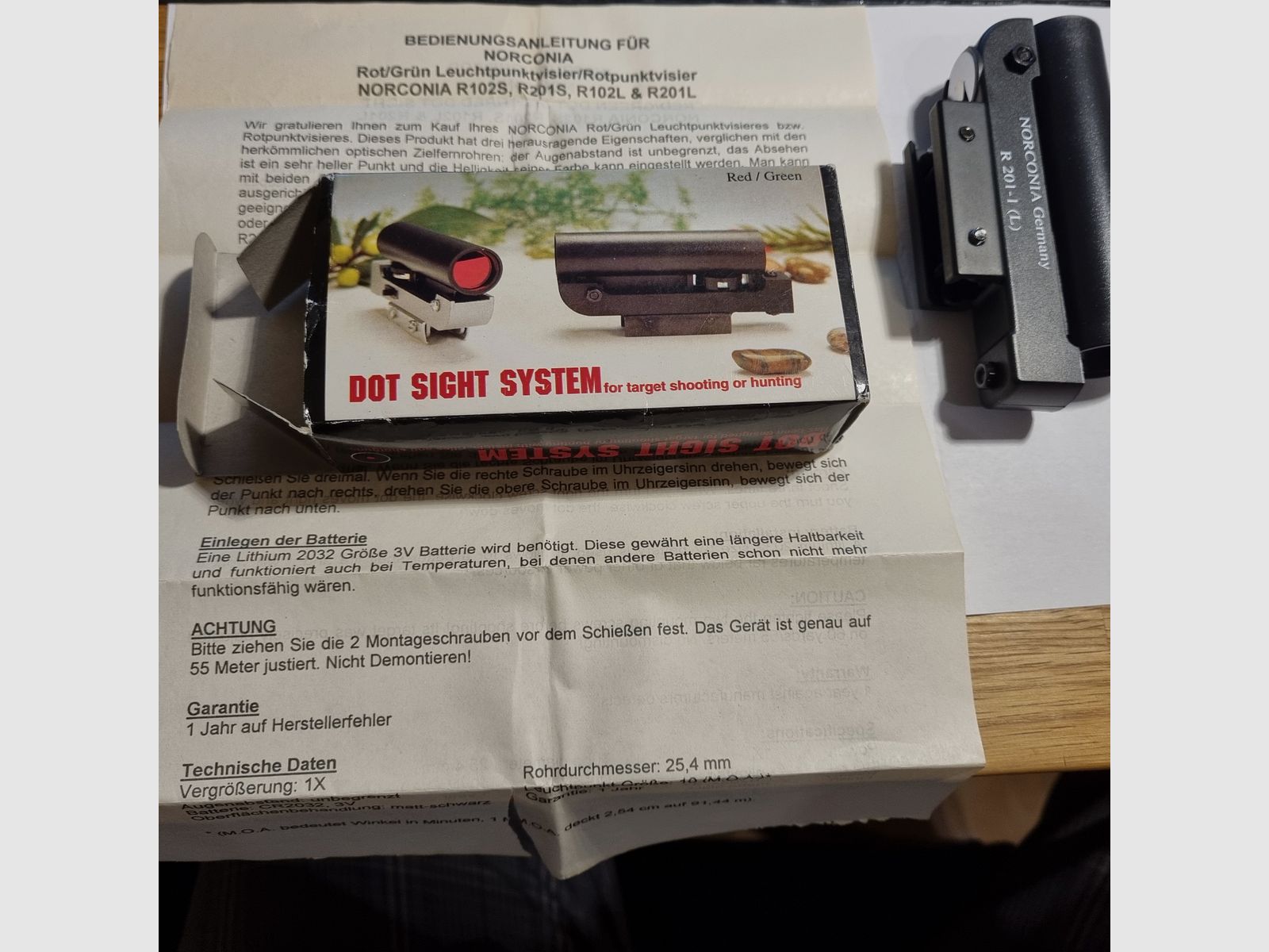 2 unidades de red dot sights Norconia Germany R 201-1 L, sistema de mira de punto para rifle de aire