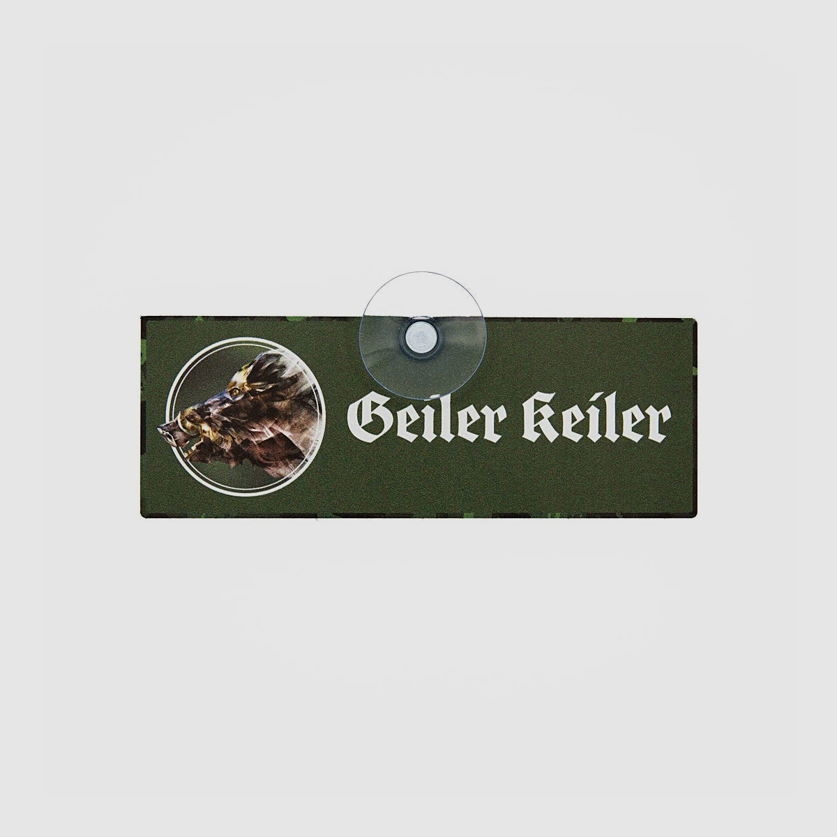 WILDE HILDE Jagdschild mit Saugnapf "GEILER KEILER"