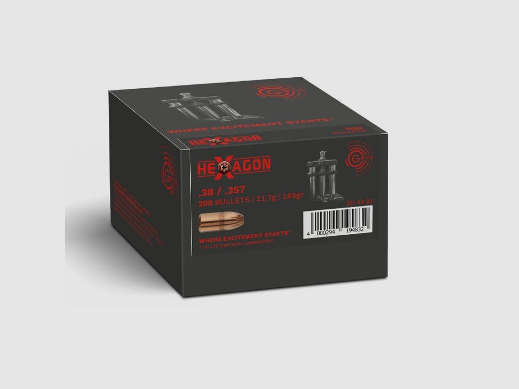 Geco Hexagon Geschosse .357/9mm 11,7g/180gr