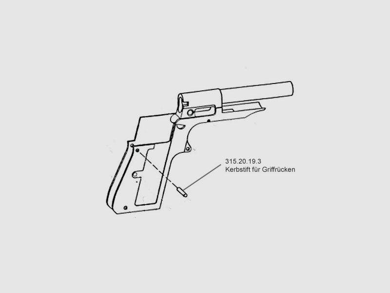 Kerbstift fĂĽr GriffrĂĽcken fĂĽr Schreckschuss Pistole Walther PP, Ersatzteil