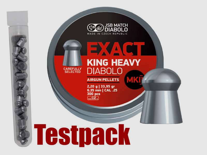 Testpack Rundkopf Diabolos JSB Field Target Exact King Heavy MKll Kaliber 6,35 mm 2,2 g glatt 20 StĂĽck