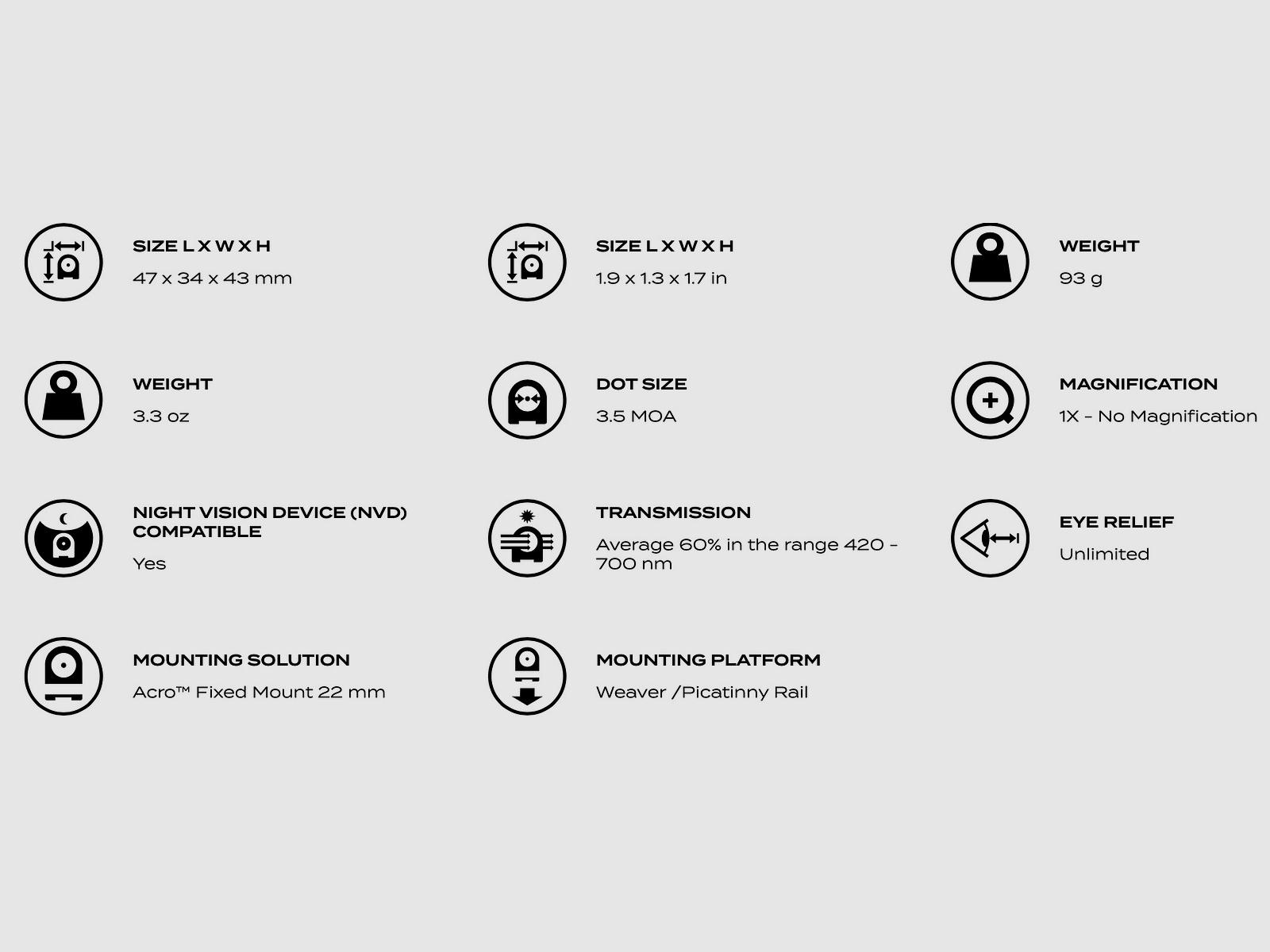 Aimpoint 200755 Acro C-2 3.5 MOA black with Weaver mount and flip cap