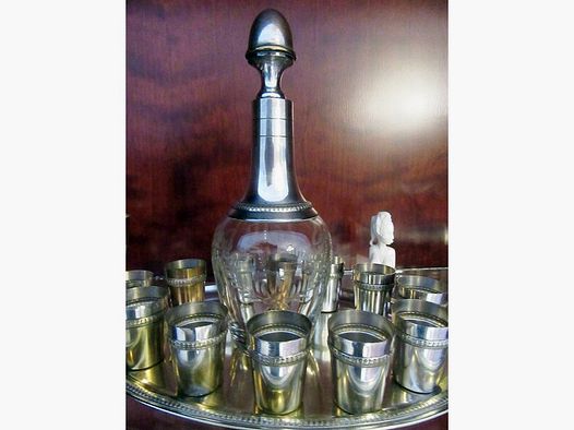 Silber Karaffe Antik Likör Tischkultur Art Nouveau Deco