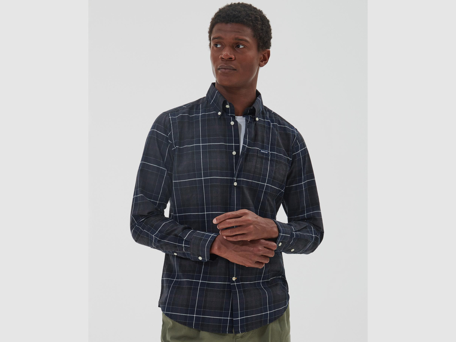 BARBOUR Shirt Wetheram Tailored Classic Black Slate