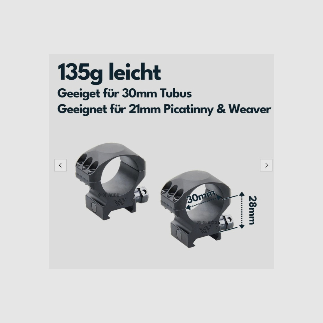 Vector Optics XASR-3001 X-Accu Montage für 30mm Tubus, 21mm Picatinny, h= 25,4mm
