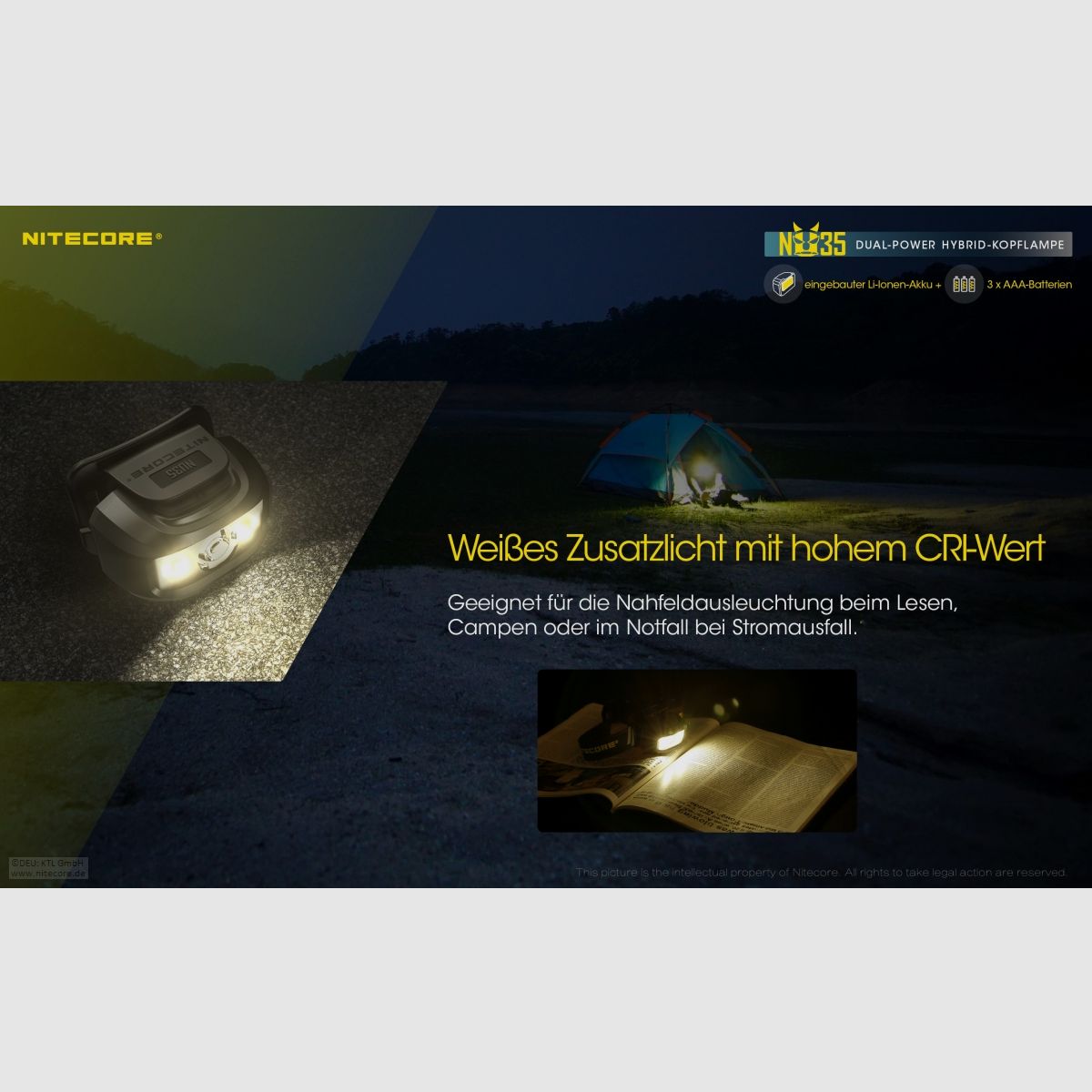 Nitecore NU35 Stirnlampe NU35 Dual Power