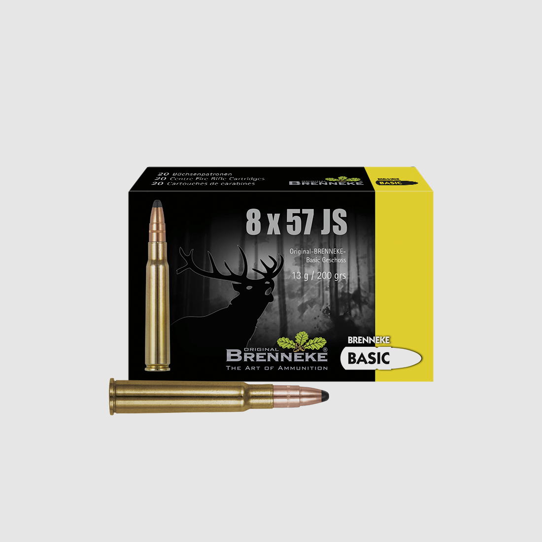 Gewehrpatrone mit BASIC / SOFT-POINT -Geschoss – 8 x 57 IS, Orig. BRENNEKE Basic 13,0 g VE20