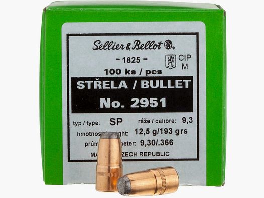 Sellier & Bellot Pociski 9,3mm/.366 SP 193GR 100 sztuk