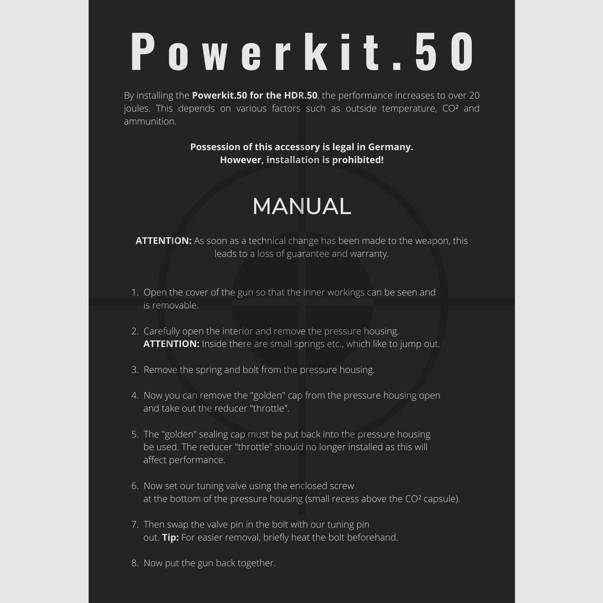 Powerkit.50 for HDR50 + GEN.2 | Export valve | GOLD ANODIZED | Maximum power 7.5j version | 20-30J