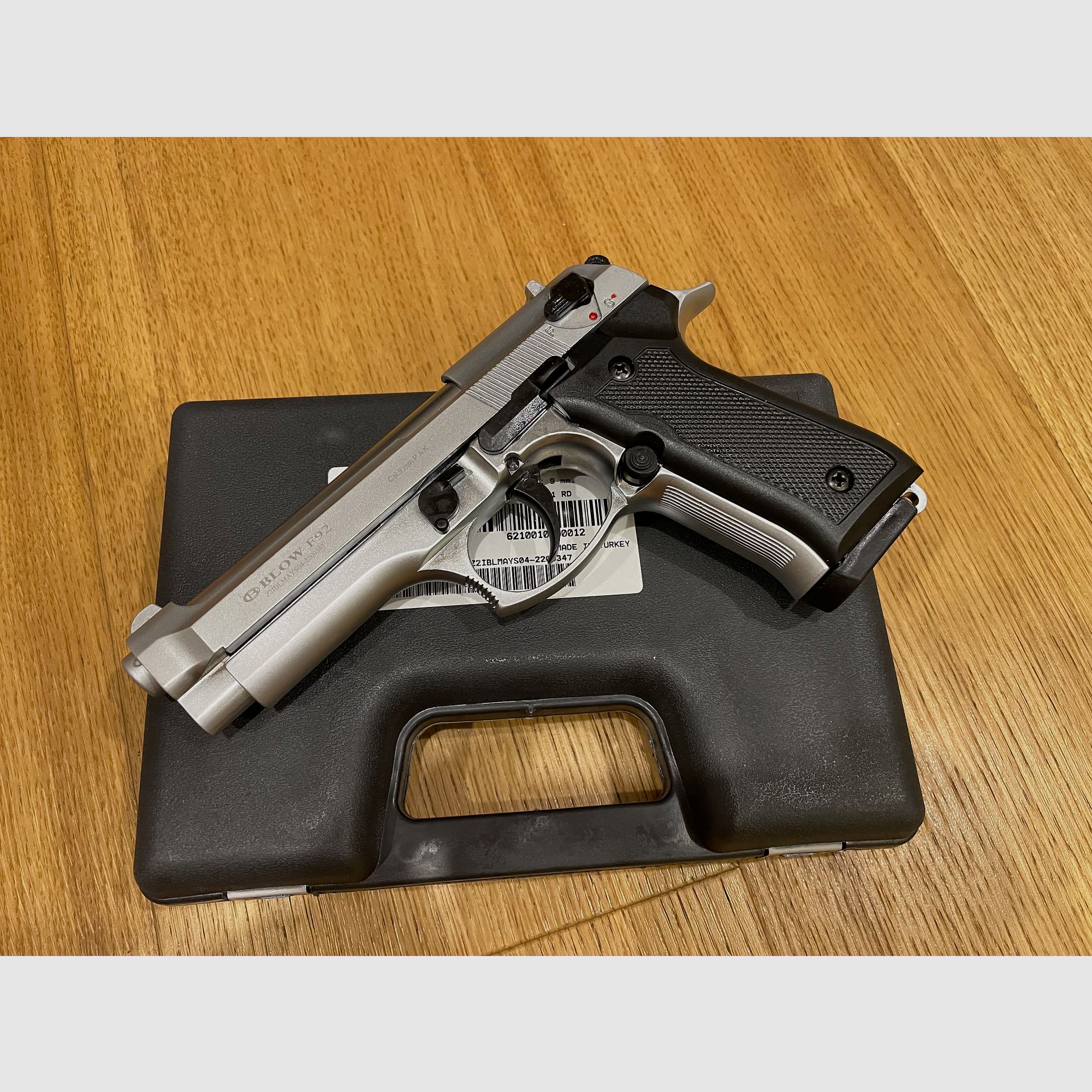 BLOW F92 Matt Chrome 9mm P.A.K. Schreckschusspistole Beretta 92F / M9 Nachbau