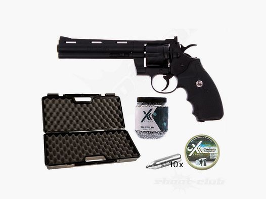 Colt Python 6 Zoll CO2 Revolver 4,5mm Stahl BB & Diabolo - Koffer-Set