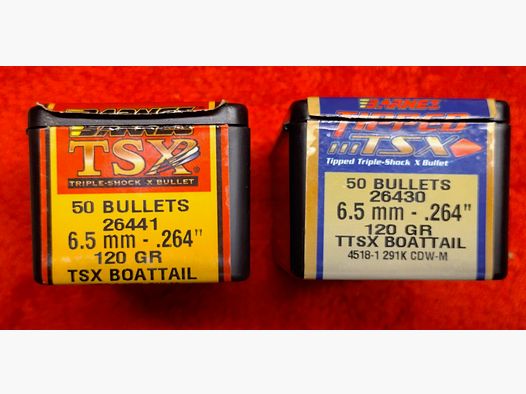 6,5mm Barnes TSX/TTSX 120gr Geschosse Dia.264 95 Stück