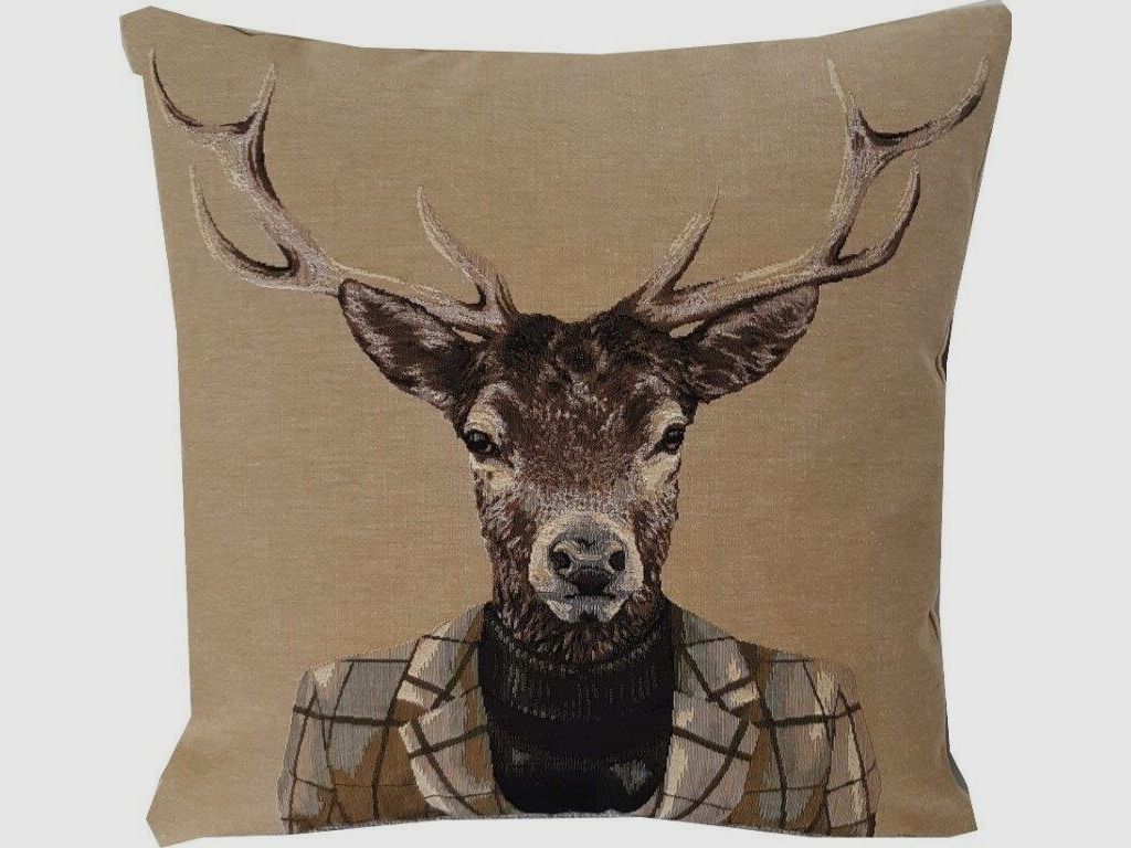Lovergreen Kissen Motiv Kissen Hirschkopf mit Rollkragenpullover
