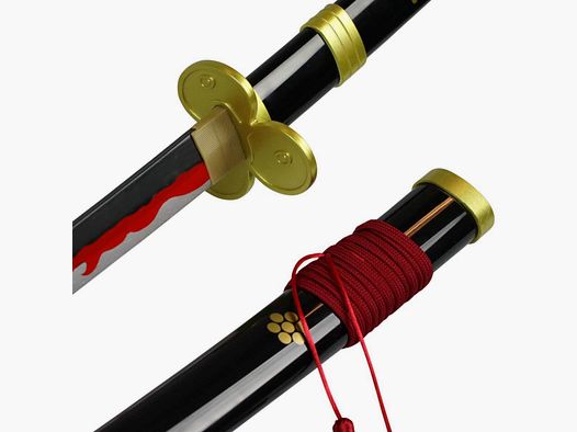 Deko Katana mit Holzklinge Enma schwarz Roronoa Zoro One Piece Samurai Schwert stumpf
