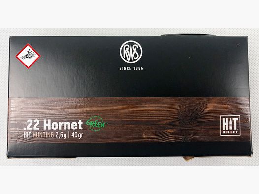 RWS HIT hunting cartridge .22 Hornet 40grs