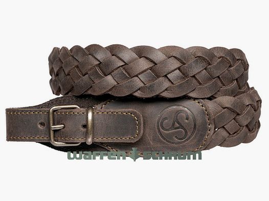 Sauer rifle sling leather braided brown