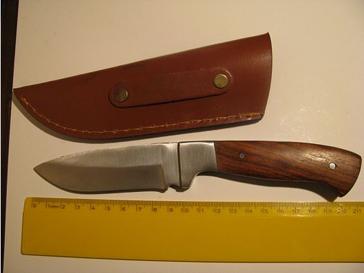 Haushaltsmesser, Campingmesser, Jagdmesser usw., brauner Holzgriff, Lederhülle 