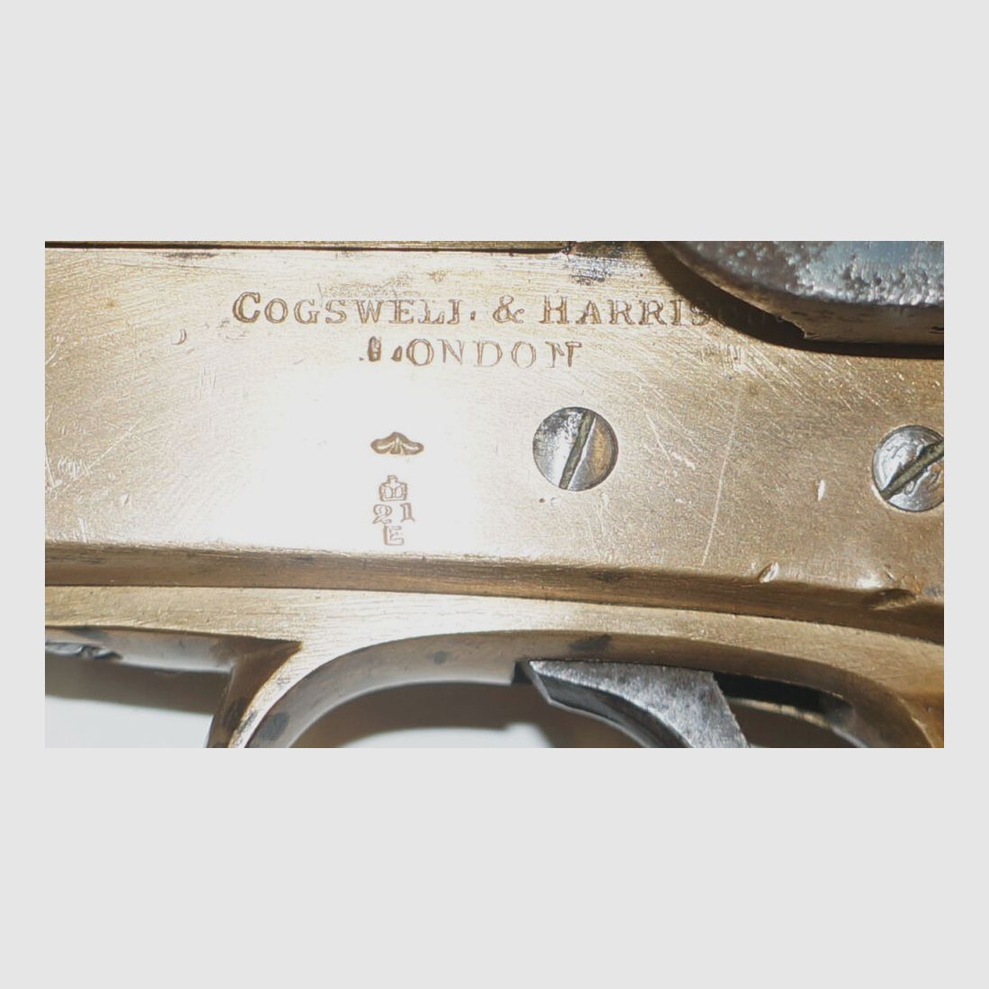 Cogswell & Harrison Leuchtpistole, Cogswell & Harrison, Messinglauf und -gehäuse, kleiner Defekt (Federbruch)