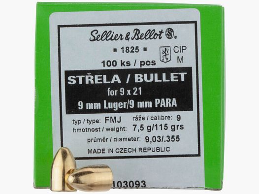 Sellier & Bellot Bullets .355 7.5g/115grs. Vlm