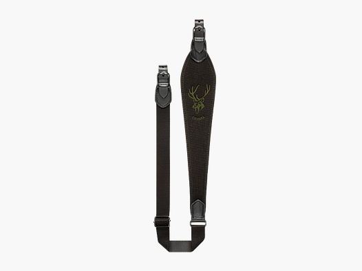 Tragegurt für Büchse aus schwarzem Cordura mit Tierstickereien