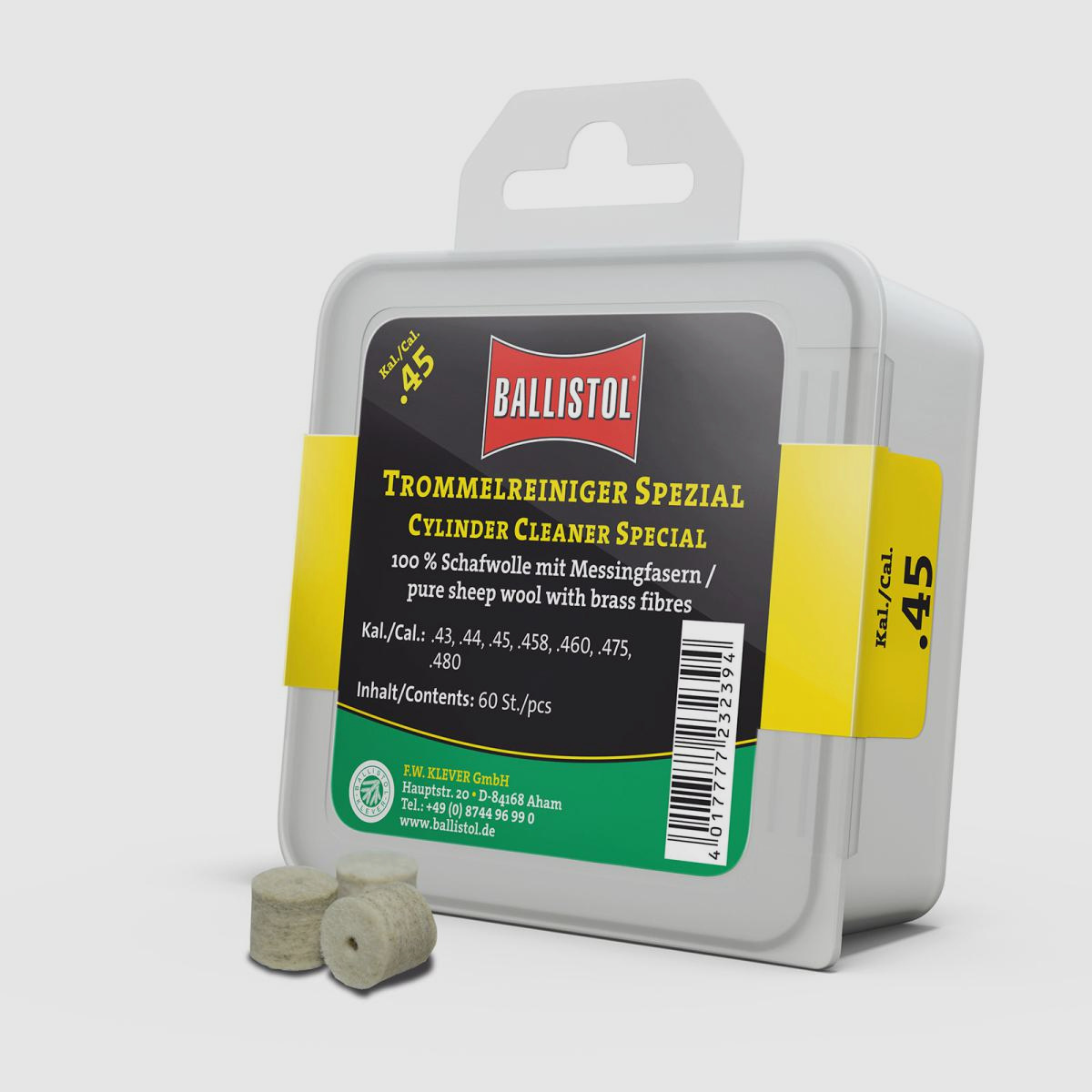 Ballistol Pulitore a Feltro per Tamburi Speciale / 60 pz. / Cal. .45