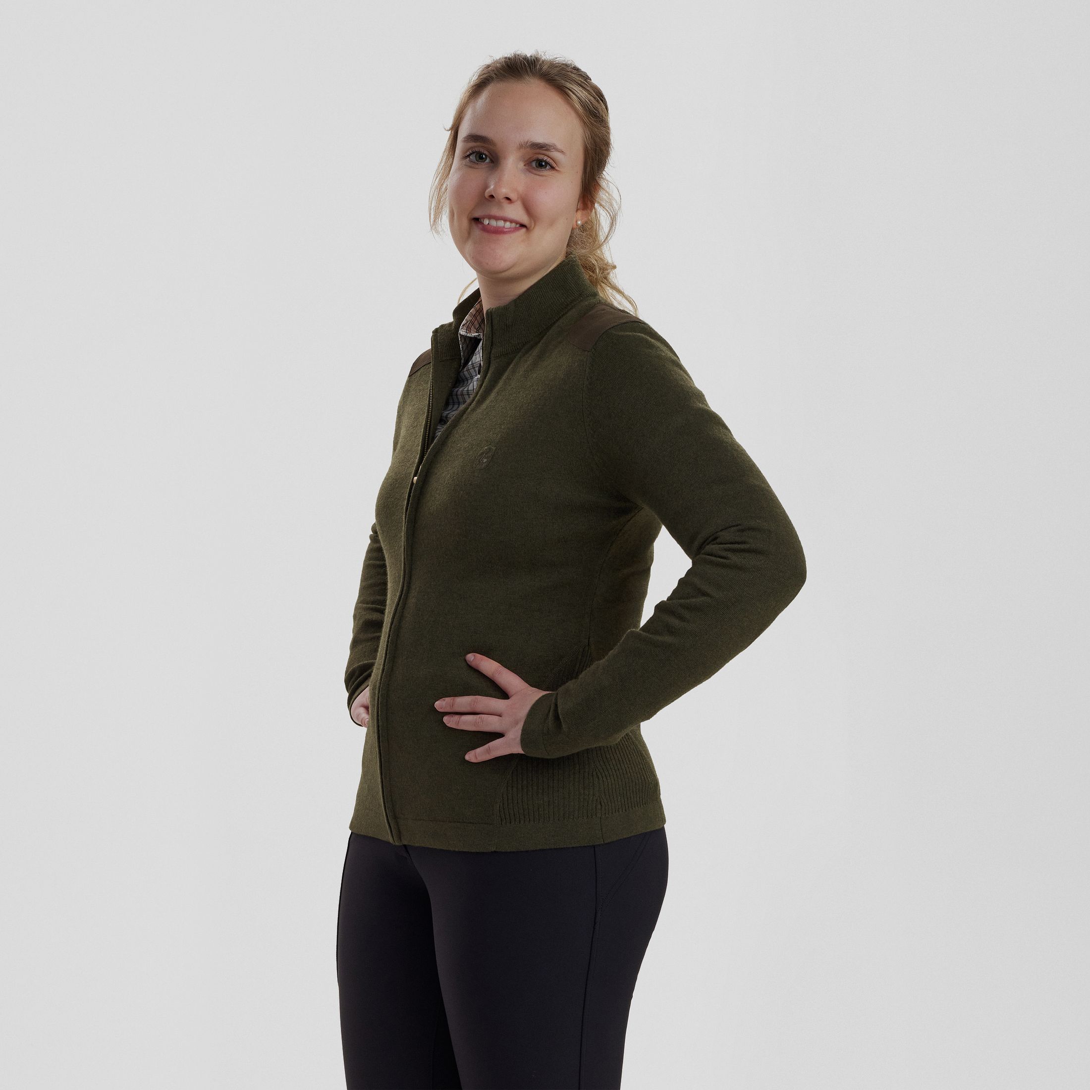 Lady Darlington Strick-Cardigan - Green Melange – Kleidergröße Damen: 46