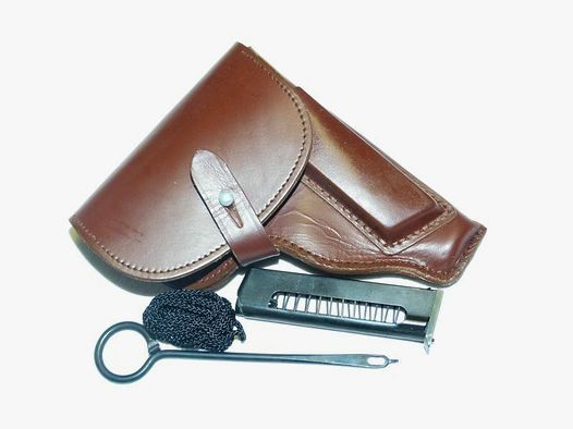Holster Makarov tas leer, met magazijn, reinigingsstaaf en fangschnur