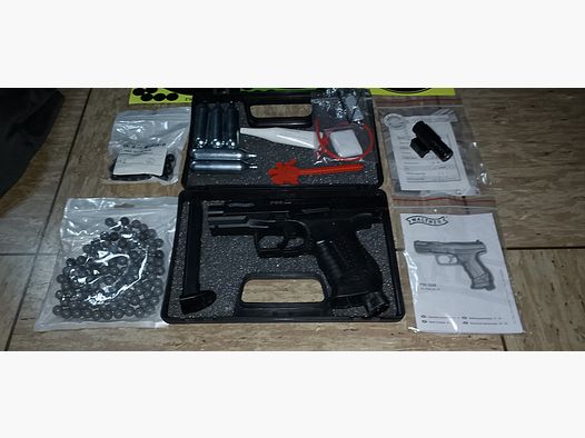 Walther P99 RAM mit Zubehör Laser Koffer Zielscheiben  Rubberballs Polyballs Set 