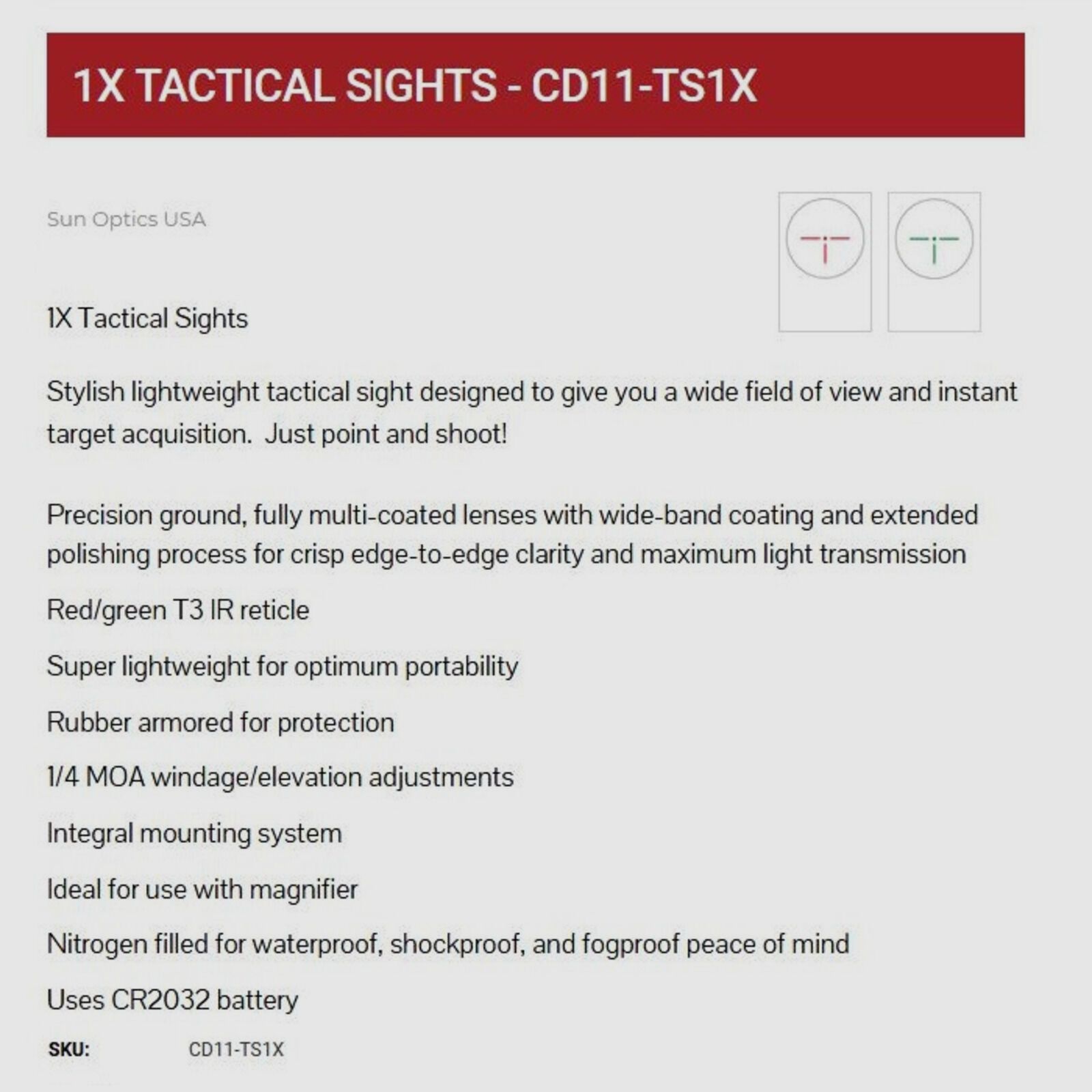 Sun Optics USA IR-Dot 1x36 T3 rot/grün Tac