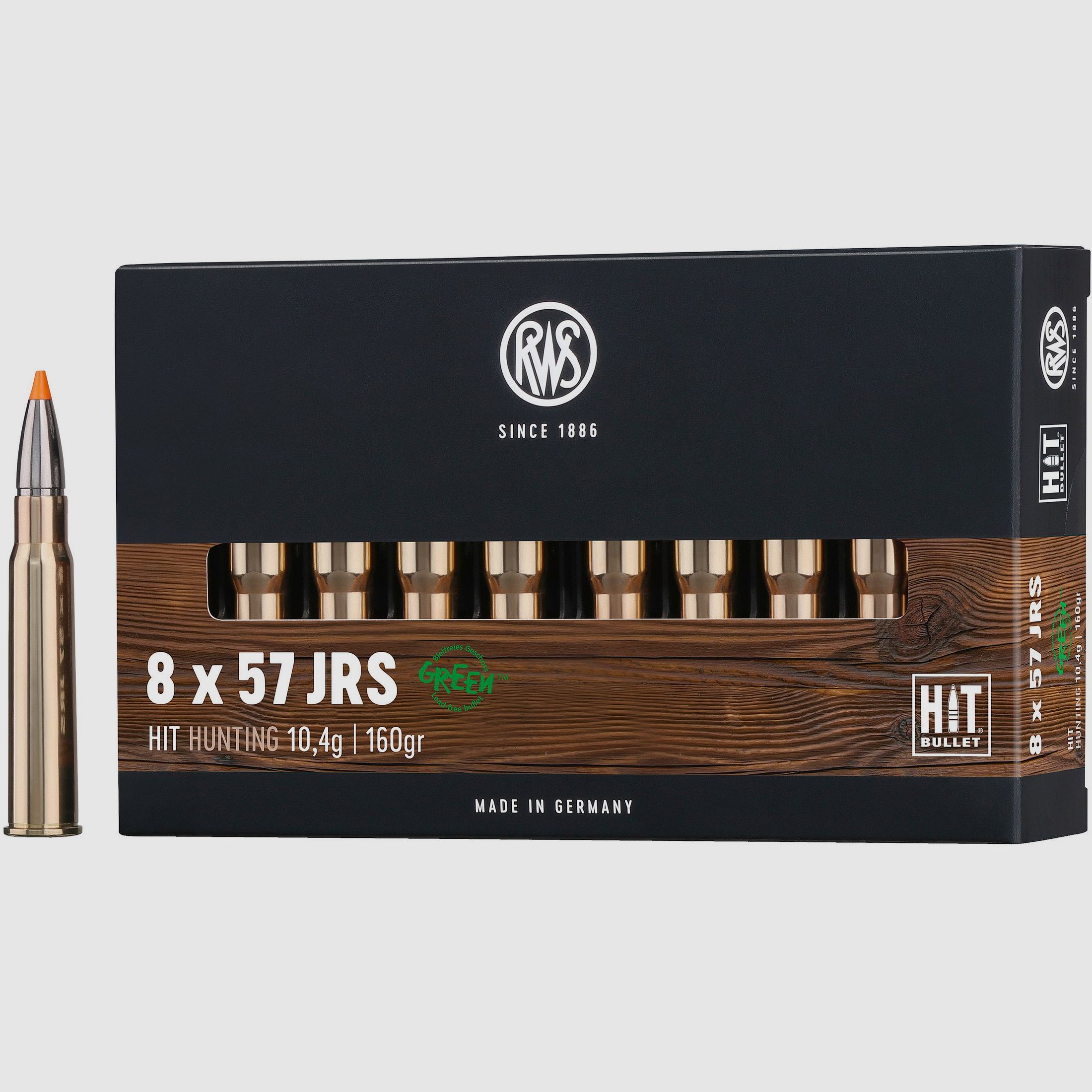 Cartuchos de rifle RWS Hit 8x57 IRS. 160 granos
