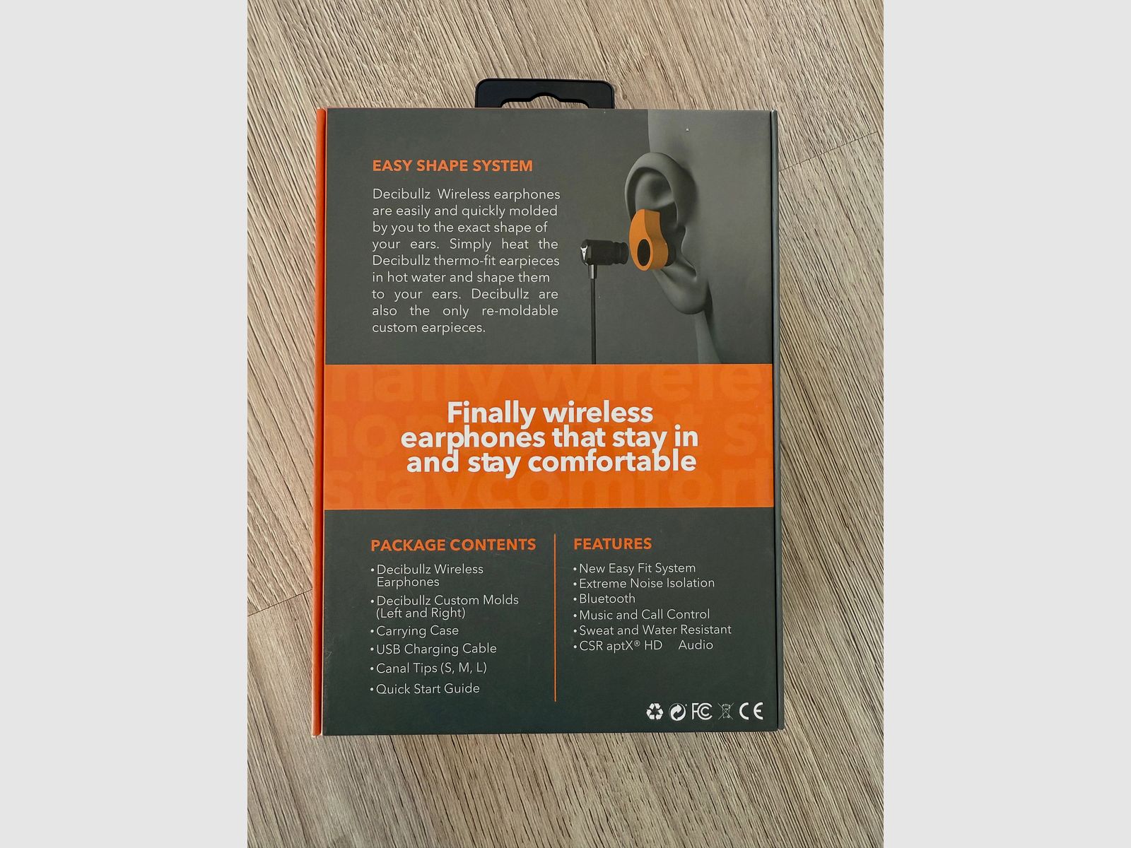 Gehörschutz elektronisch DECIBULLZ Wireless Orange anpassbar