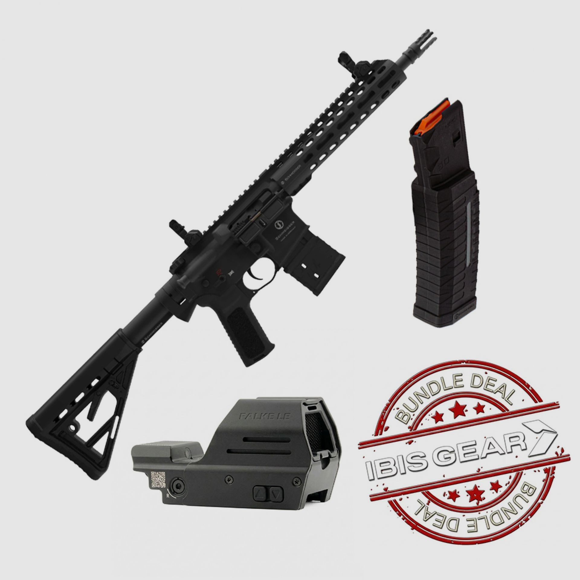 Carabina Schmeisser AR15 S4F 10,5 + visor de punto rojo Falke LE + cargador de 60 cartuchos, imagen 1 de 2