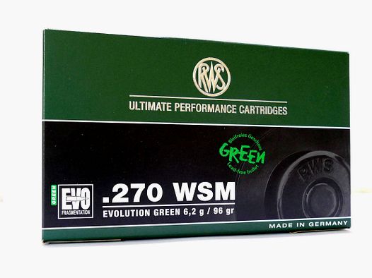 RWS .270 WSM EVO GREEN 6,2g/96gr Büchsenpatronen Bleifrei