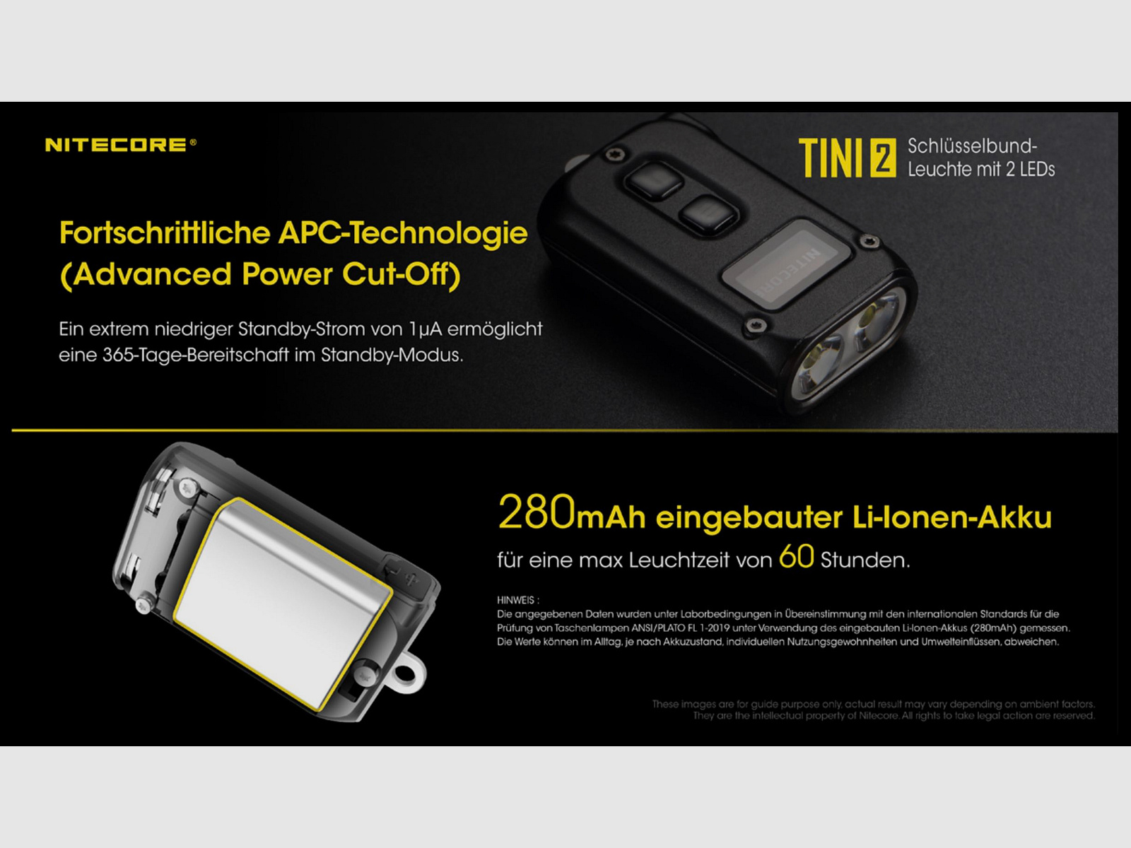 Nitecore TINI2 schwarz LED Taschenlampe 500 Lumen