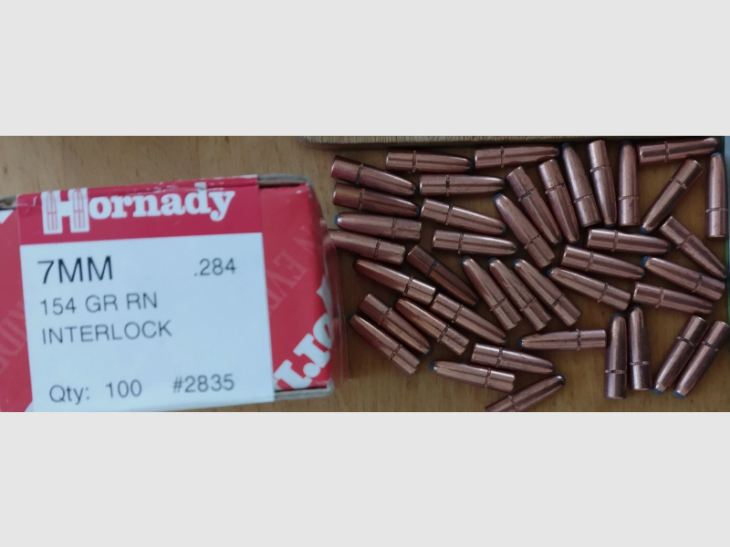 Geschosse Projektile Hornady 7mm - .284 154 grs RN Interlock #2835 7x64 / 7x57