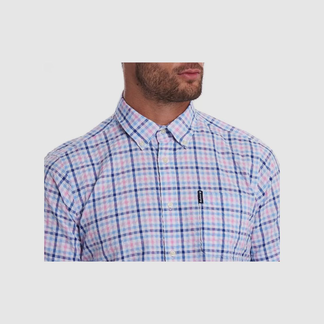 Barbour Seersucker 6 Blue-Pink, imagen 1 de 4